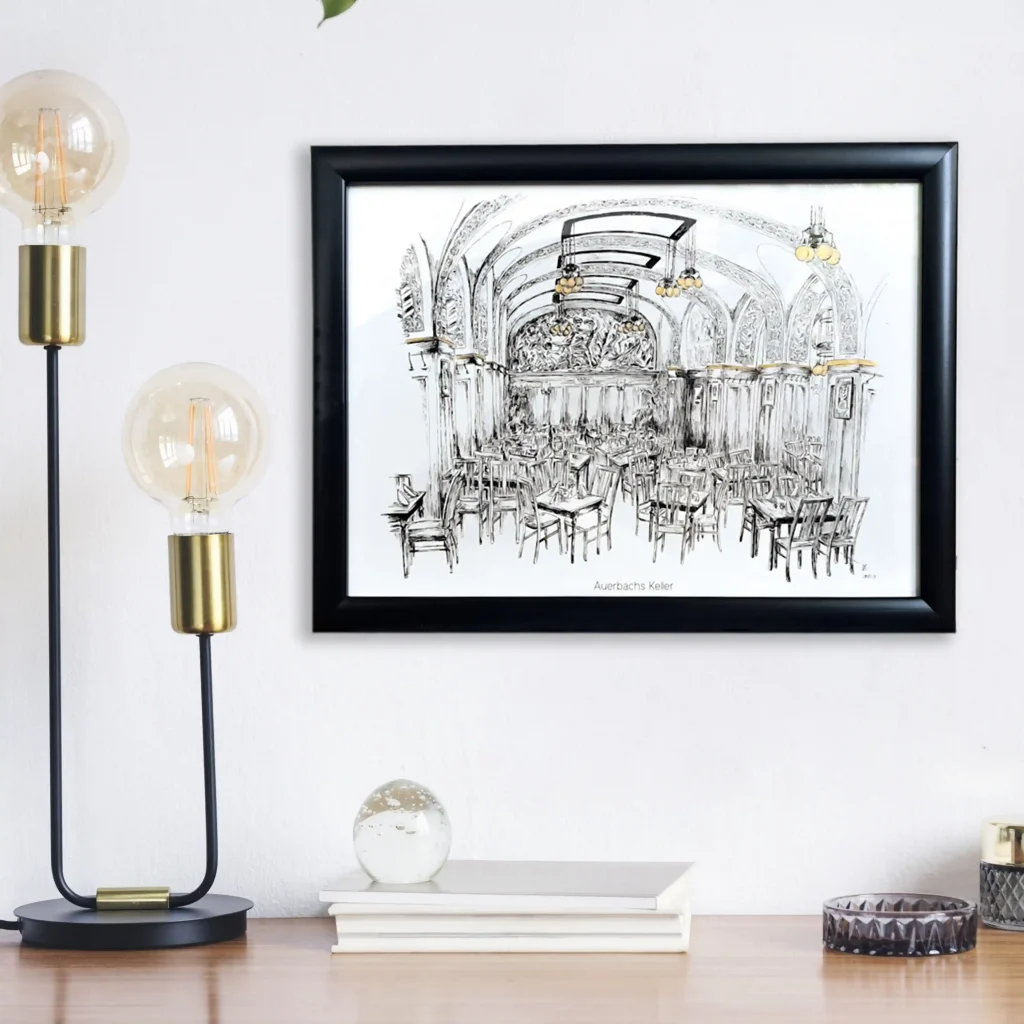 Kunstdruck Auerbachs Keller | mit goldener Veredelung
