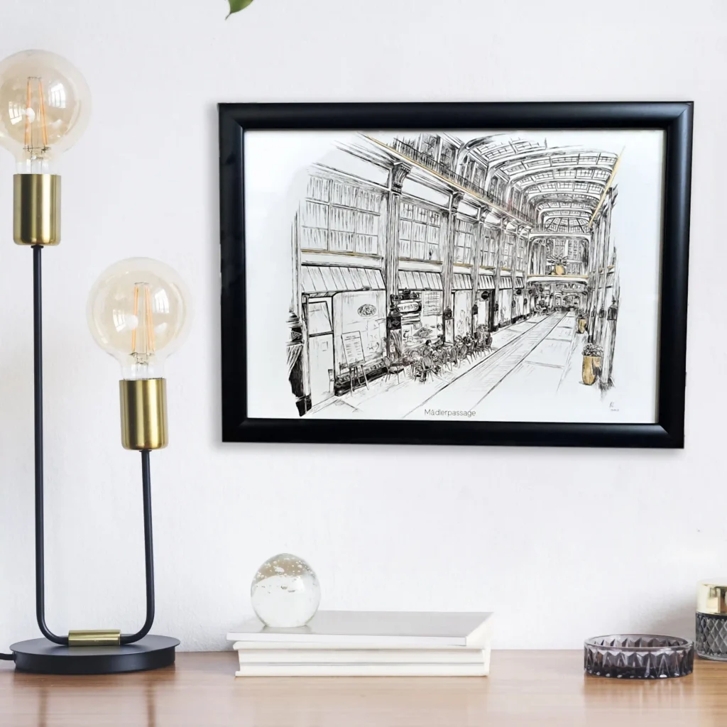 Kunstdruck Mädlerpassage | mit goldener Veredelung