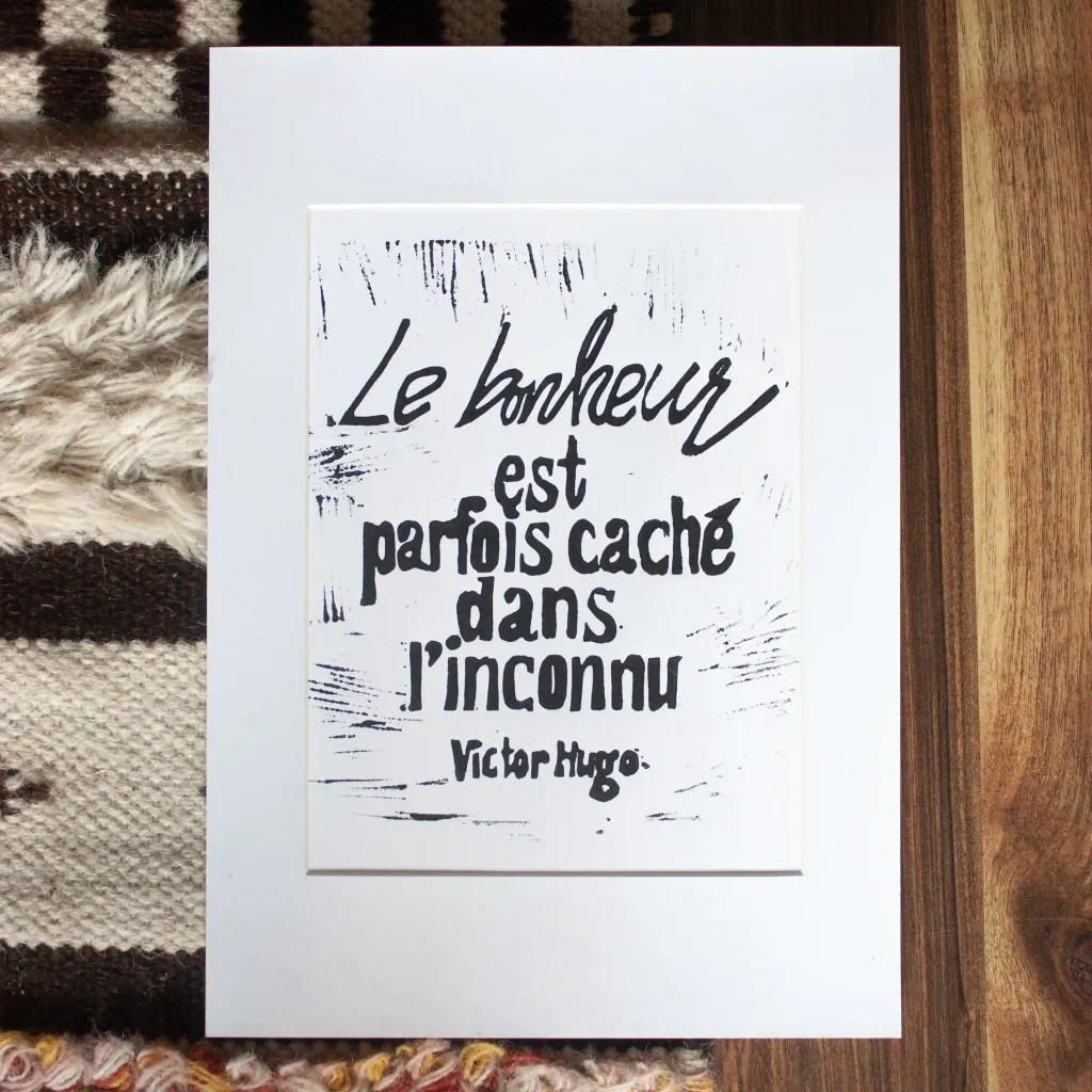 Linolschnitt "Le bonheur"