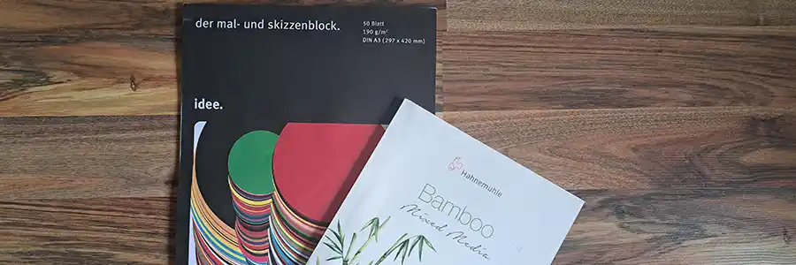 Meine Standard-Papiere: einfaches Zeichenpapier und das Bamboo Mixed Media von Hahnemühle